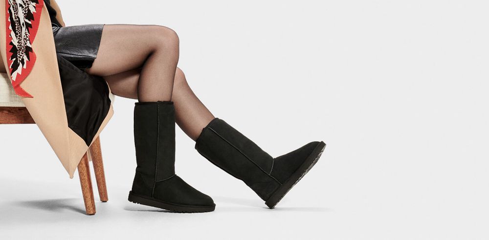 Ugg Tall Boot Womens - Ugg Classic Sheepskin Black - 421JNEIHL